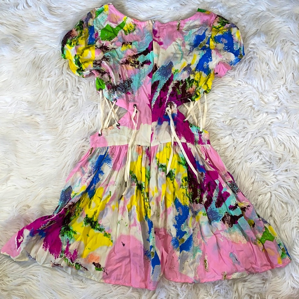 nameless • Colorful Lace-Up Side Watercolor Minidress or Tunic - Picture 6 of 13
